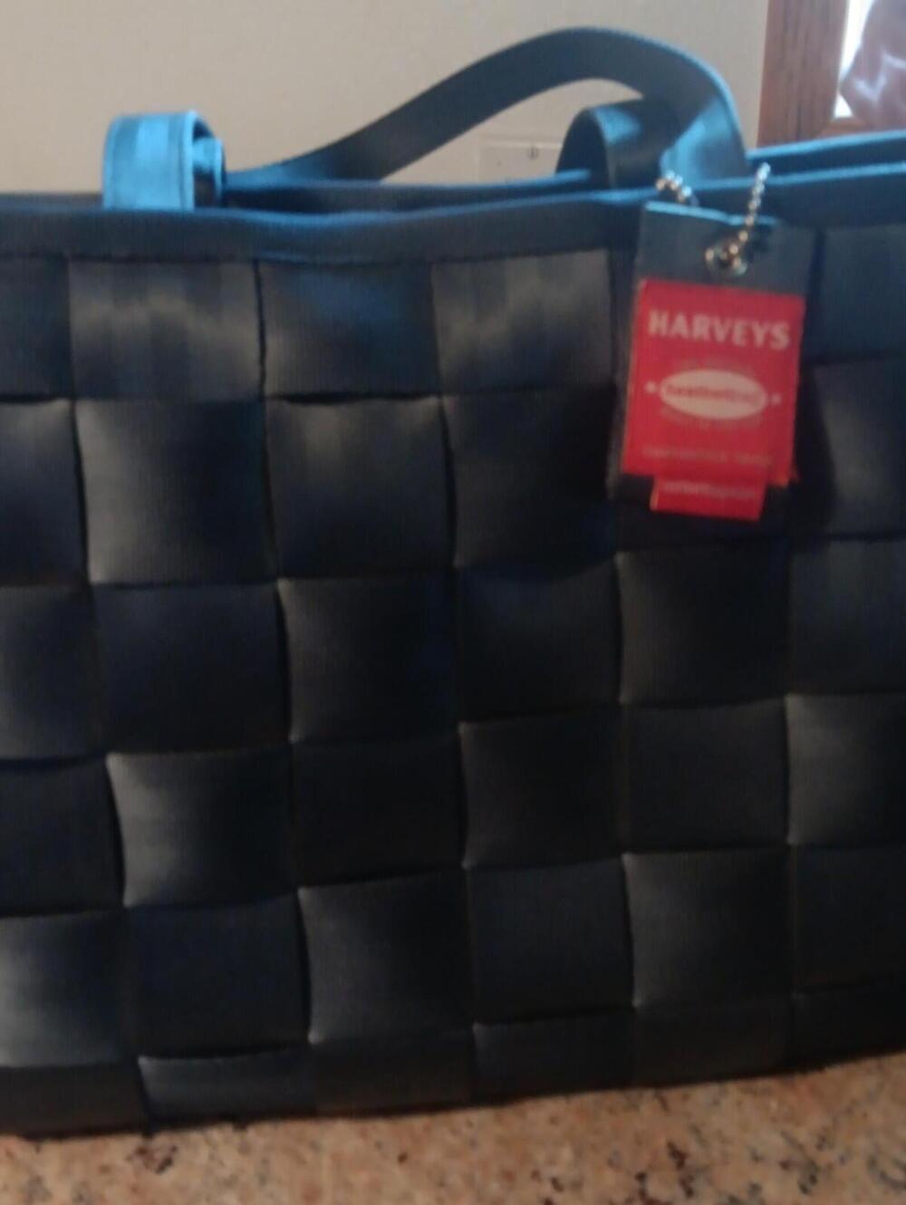NWT Harveys The Original Seatbelt Black Woven Crossbody Tote Messenger Bag